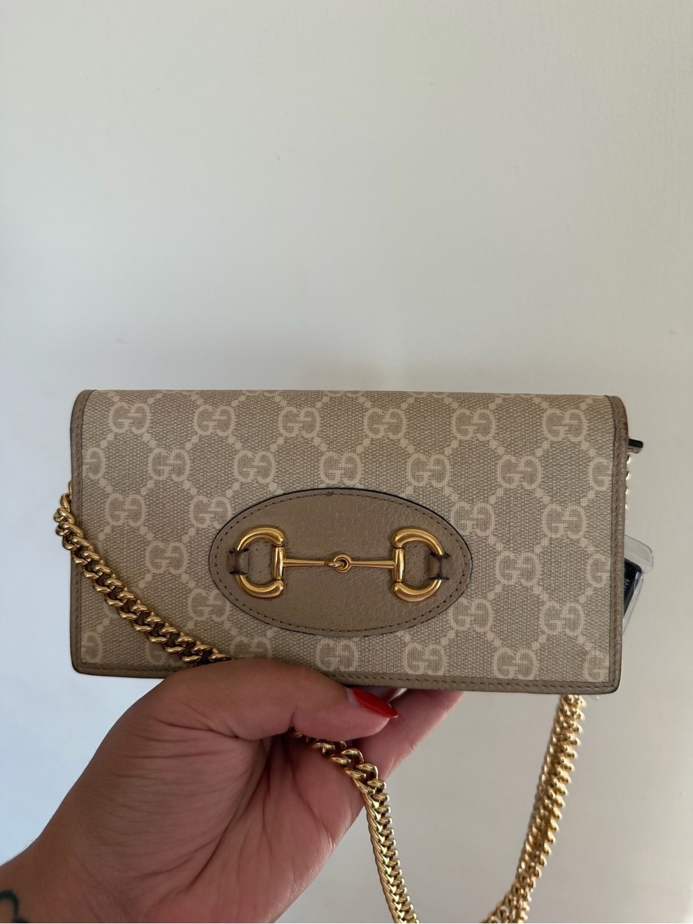 Gucci Horsebit 1955 GG Supreme Wallet on Chain